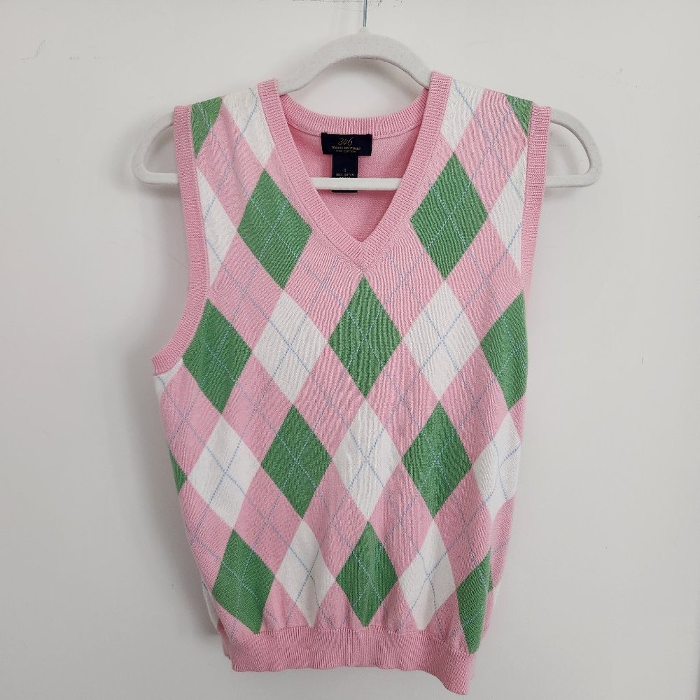 Brooks Brothers Argyle Pink Sweater Vest - Size S